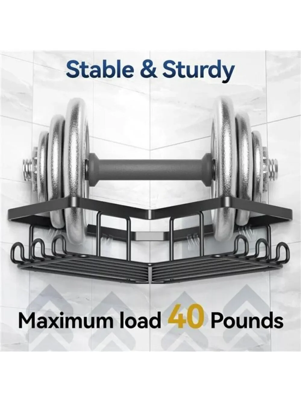 Corner Shower Caddy 3 Pack Adhesive Stainless Steel Bathroom Organizer Black